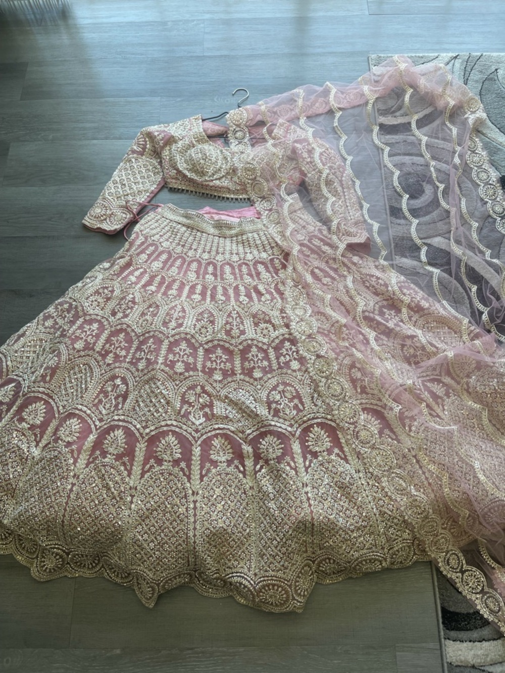 Embroidered Pink & Gold Lehenga Choli with Dupatta